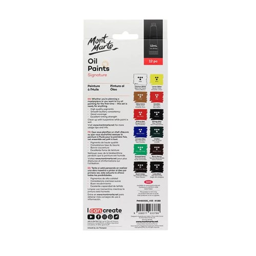 MONT MARTE PAINT SET Oil Paint 12x12ml Colour Tubes1